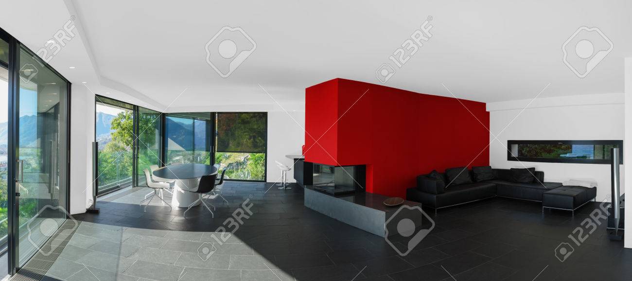 modern house interior panoramic
