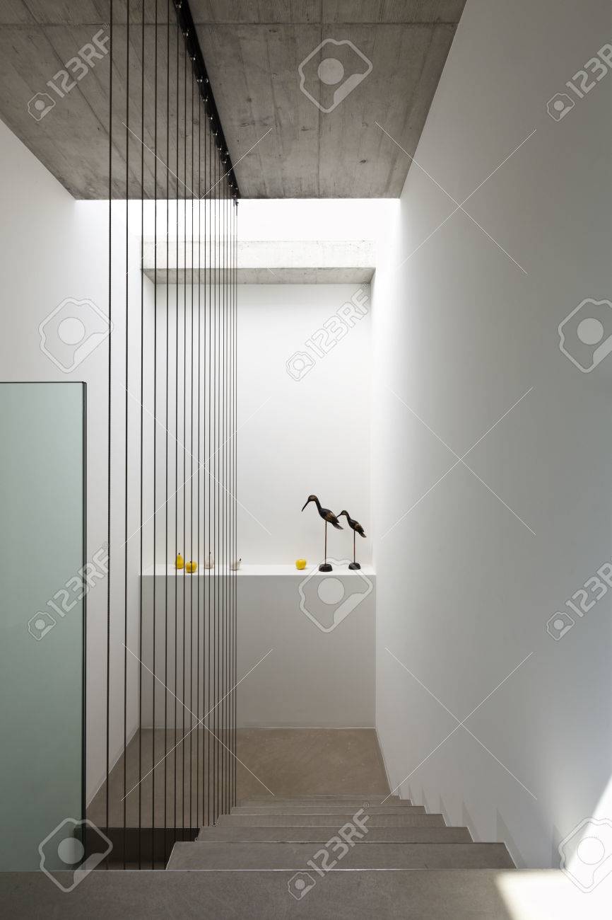 Beautiful modern house in cement interior staircase stock photo 36890705