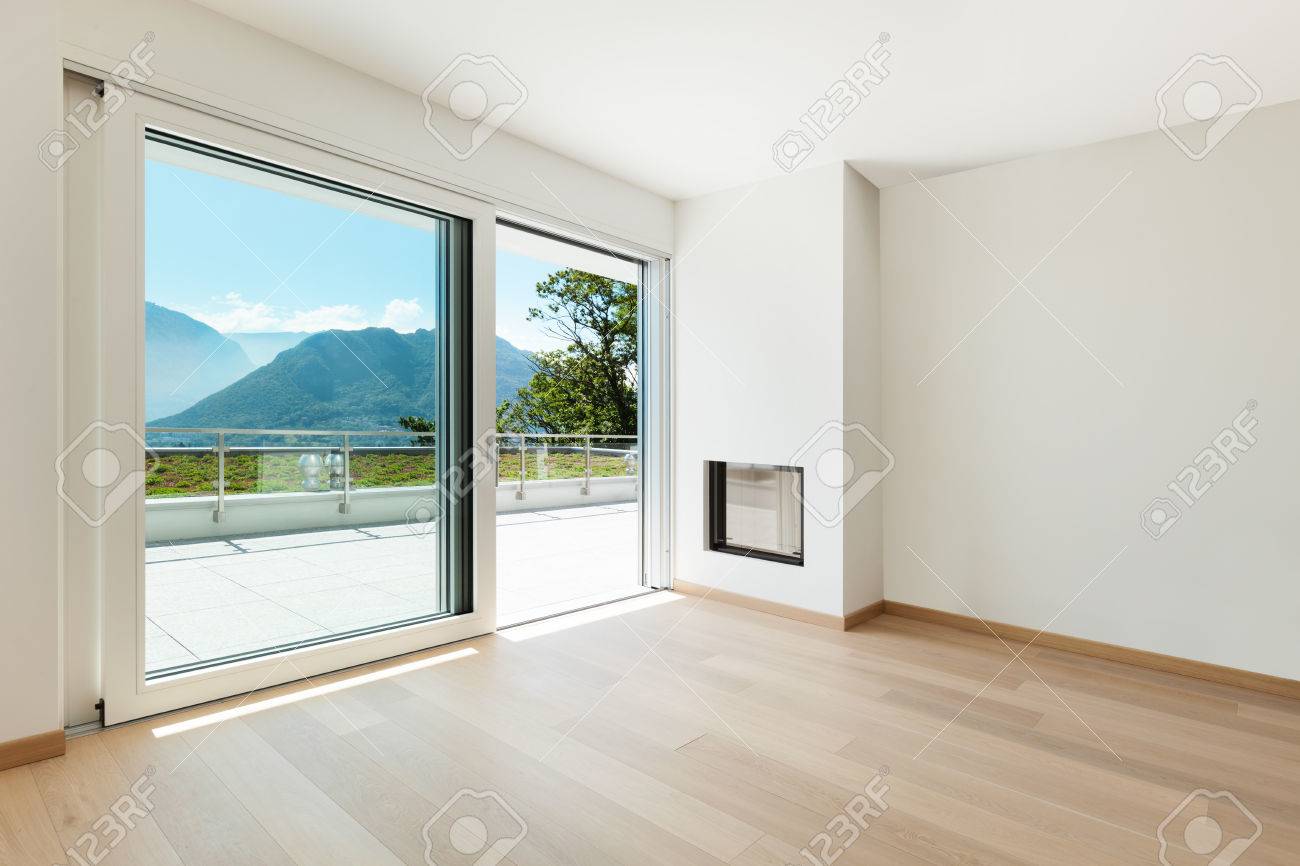 Interior, Empty Living Room Of A Modern Apartment Stock Photo, Picture and  Royalty Free Image. Image 44117609., image size:1300x866