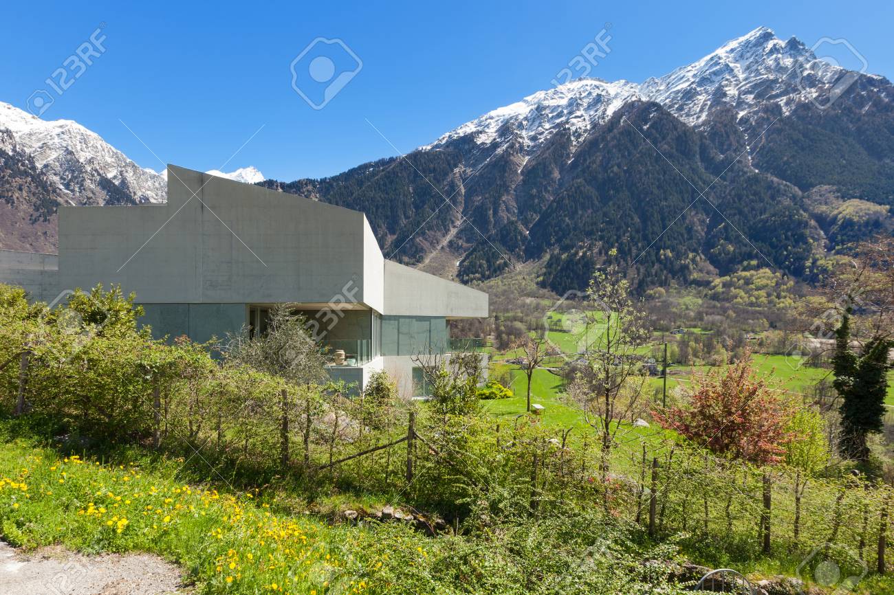 Architecture modern design concrete house exterior stock photo 59000244