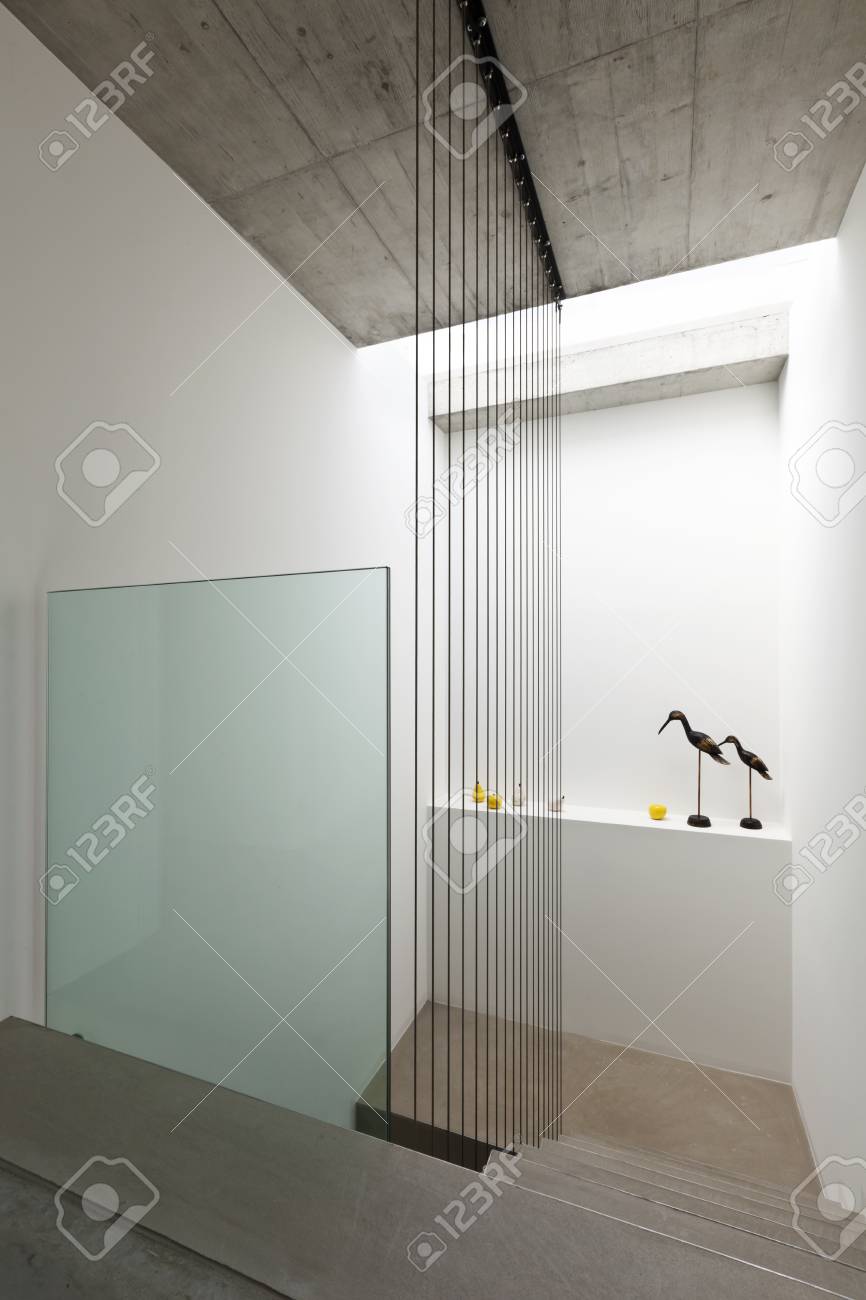 Beautiful modern house in cement interior staircase stock photo 84915862