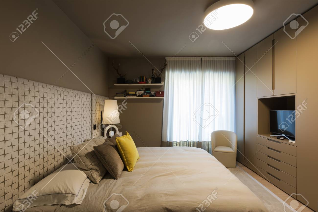 Elegant Bedroom With Wardrobe Nobody Inside Stock Photo Picture
