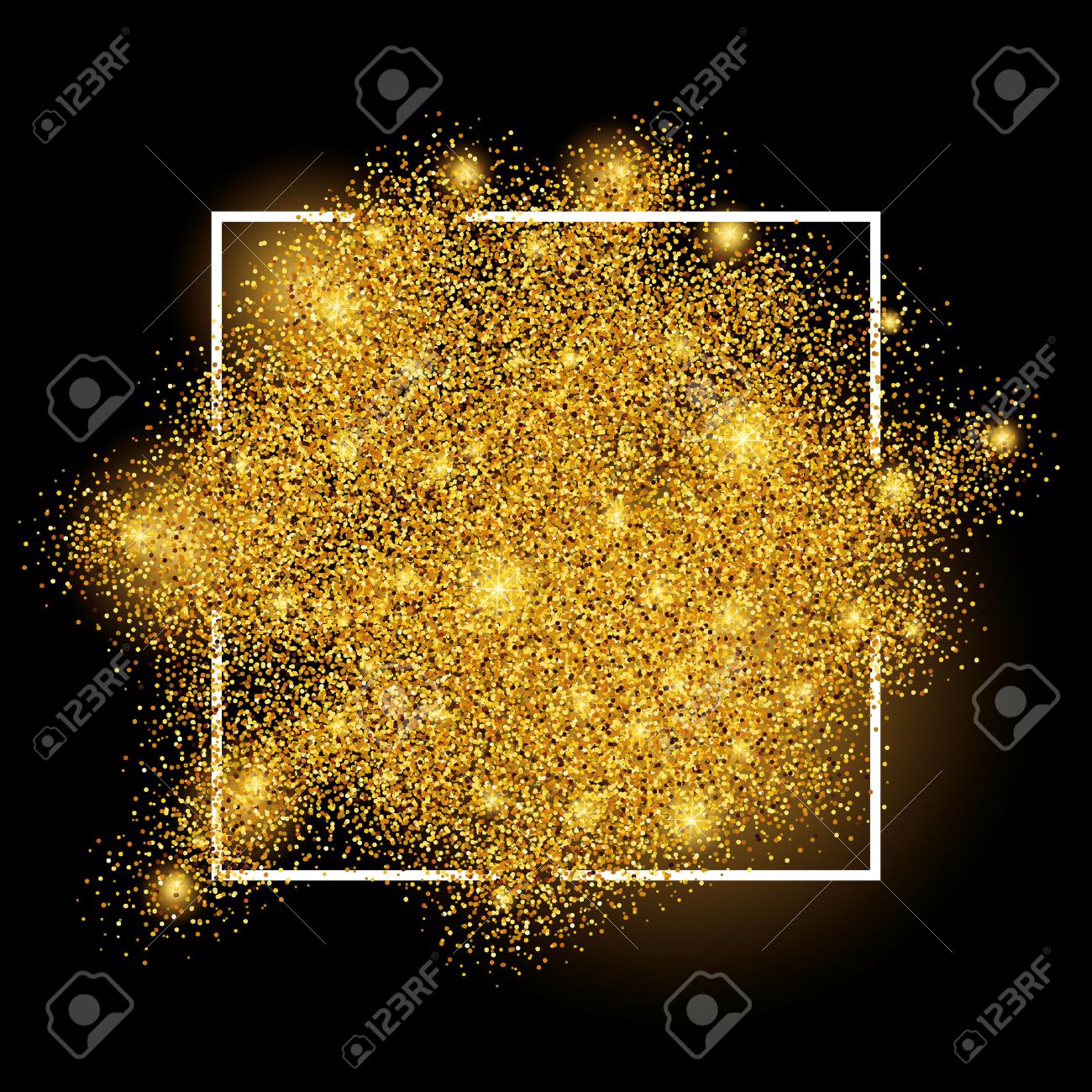 Gold sparkles on white background in frame. Gold glitter background. Gold background for card, vip, exclusive, certificate, gift, luxury, privilege, voucher, store, present, shopping. - 52579344 Gold sparkles on white background in frame. Gold glitter background. Gold background for card, vip, exclusive, certificate, gift, luxury, privilege, voucher, store, present, shopping. - 52579344