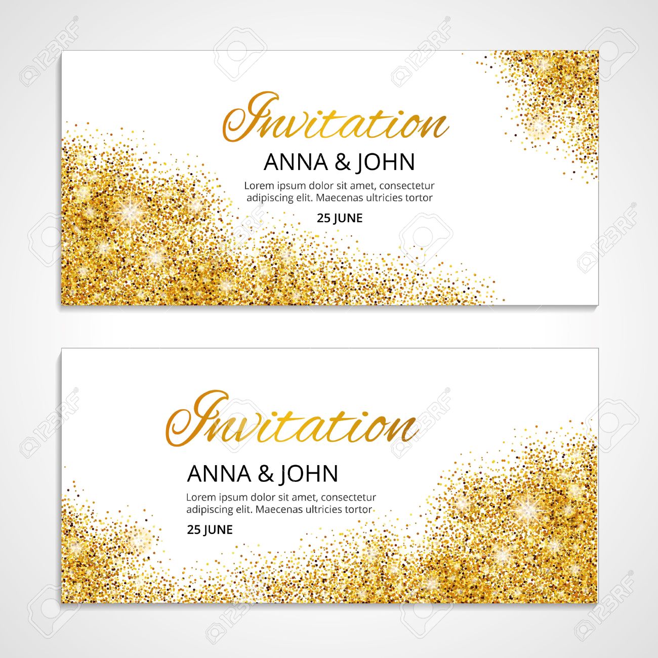 Gold Wedding Invitation For Wedding, Background, Anniversary Marriage  Engagement. Gold Background. Golden Greeting Card. Save The Date. Golden  Light And Bright Sparkles. For Invitation. Royalty Free SVG, Cliparts,  Vetores, E Ilustrações Stock.