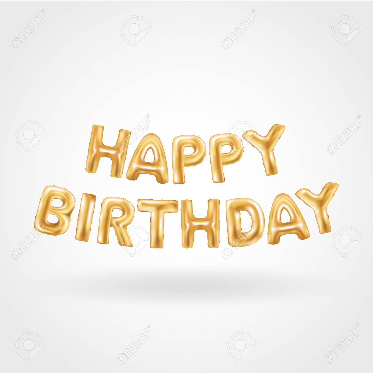 Oro Globos Feliz Cumpleanos En La Pared Globo De Oro Brilla De Fondo De Vacaciones Cumpleanos De La Insignia Tarjeta Bandera Tela Diseno Dia Del Nacimiento Y La Tarjeta De Ano Nuevo