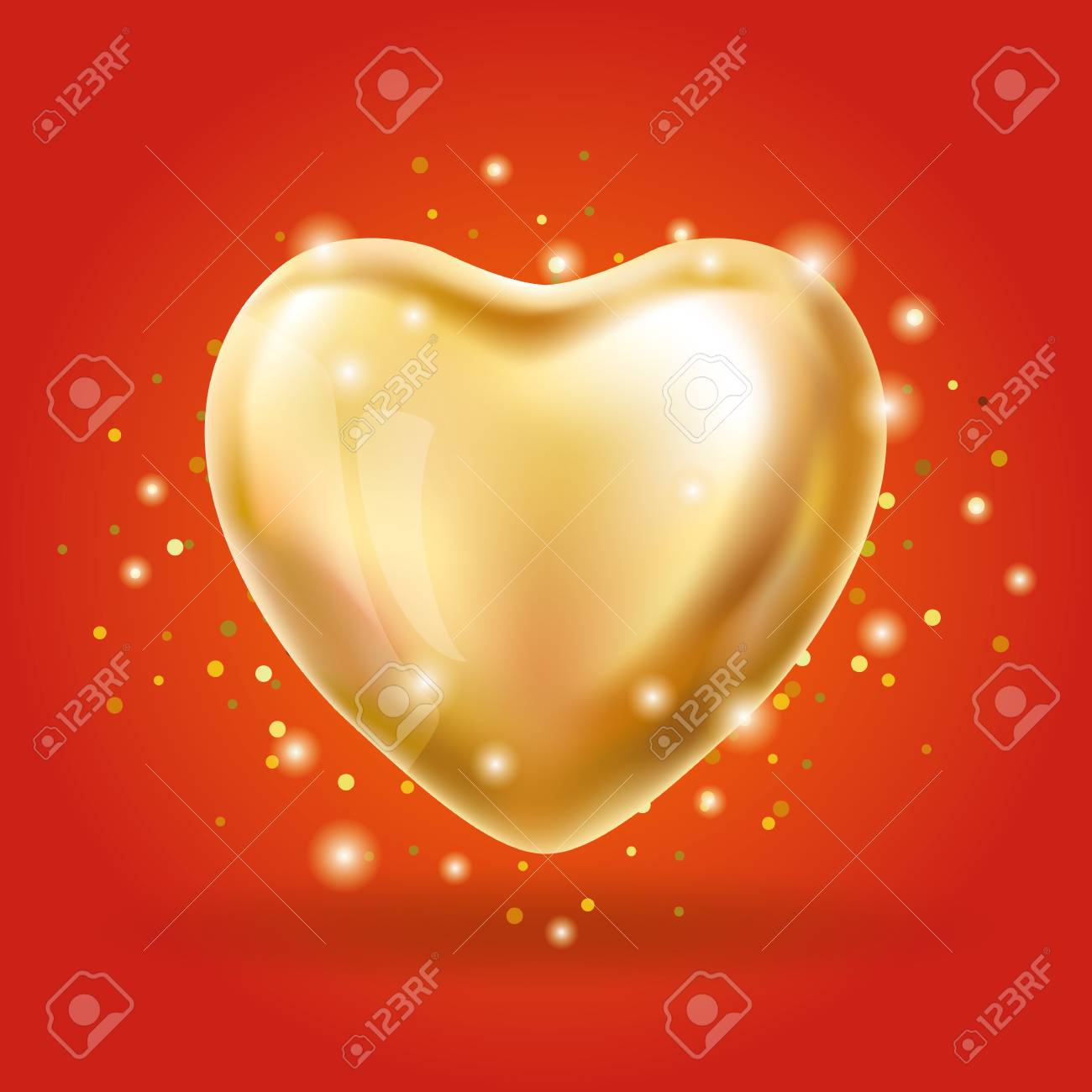 ハートの背景に金バルーンのイラスト素材 ベクタ Image