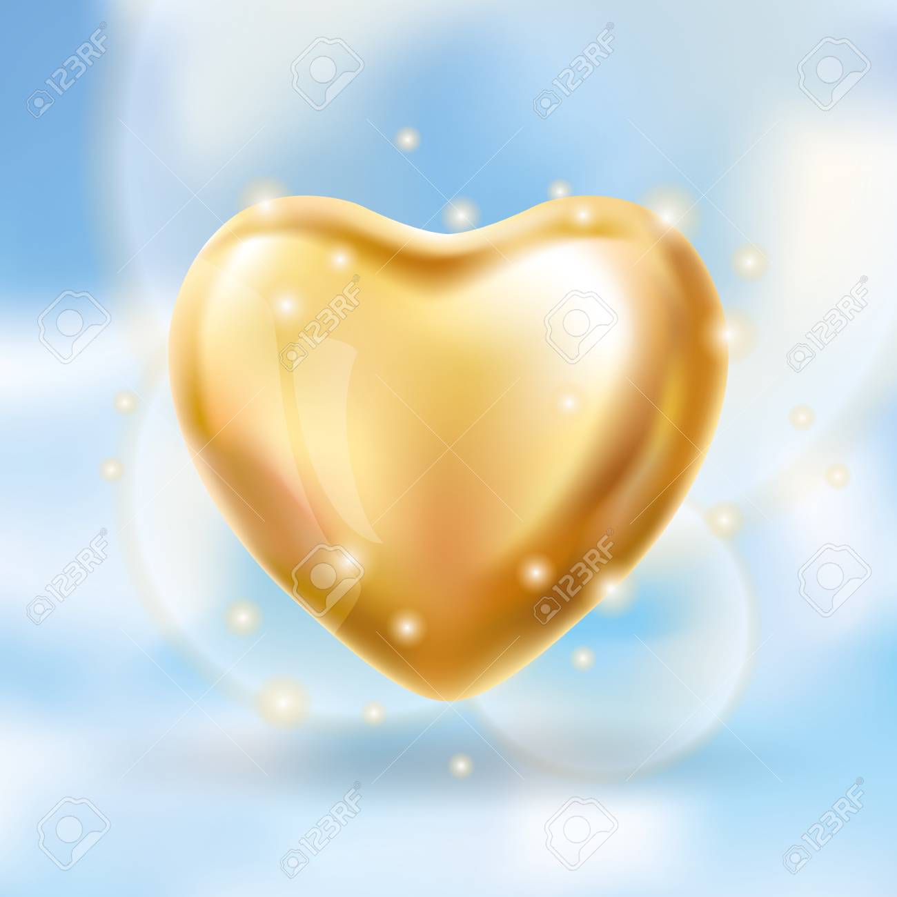 ハートの背景に金バルーンのイラスト素材 ベクタ Image