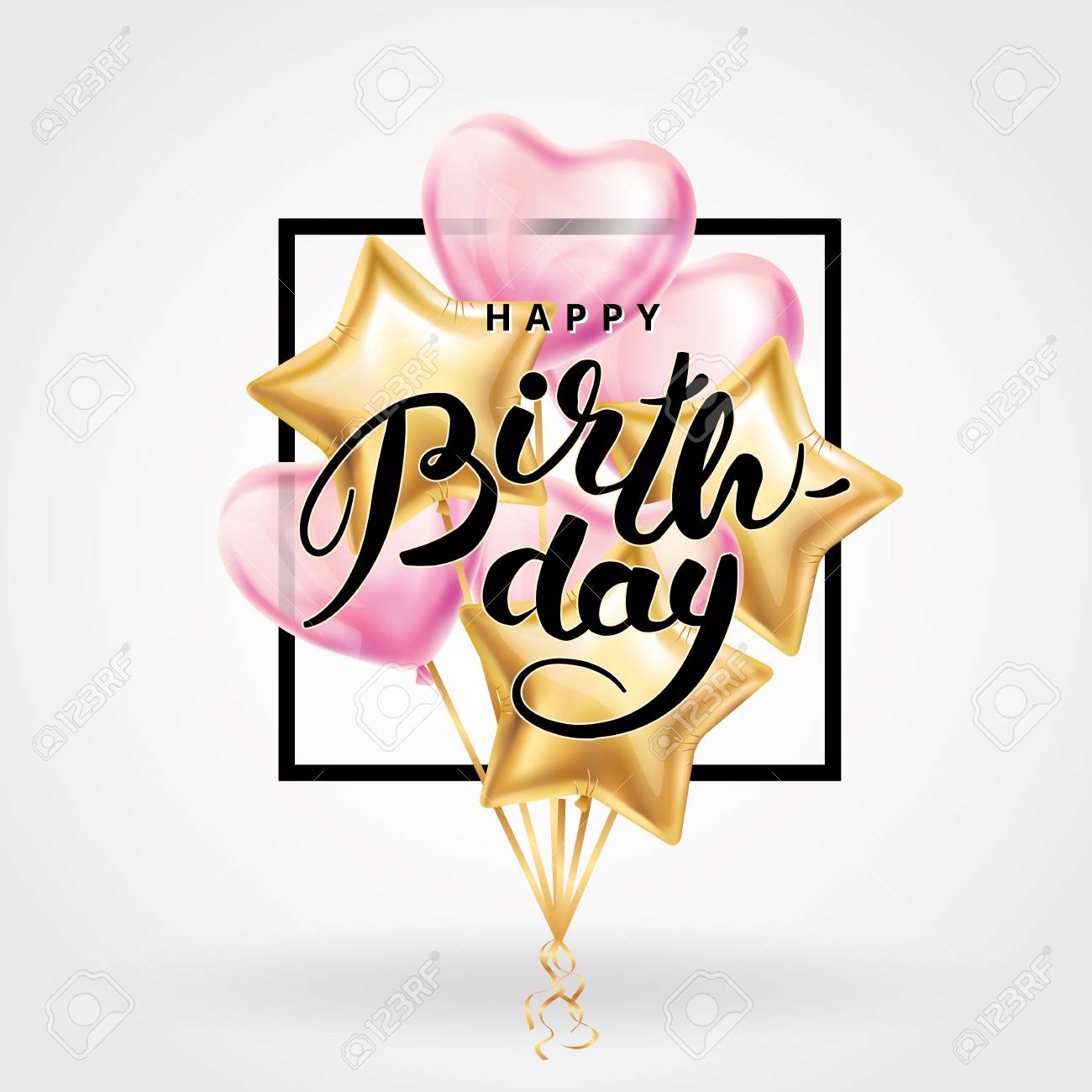 Happy birthday balloon banner. Heart Gold star Red transparent balloon background. Frosted party balloons for event design. Balloons isolated air. Party decorations birthday, anniversary, celebration - 77213203 Happy birthday balloon banner. Heart Gold star Red transparent balloon background. Frosted party balloons for event design. Balloons isolated air. Party decorations birthday, anniversary, celebration - 77213203