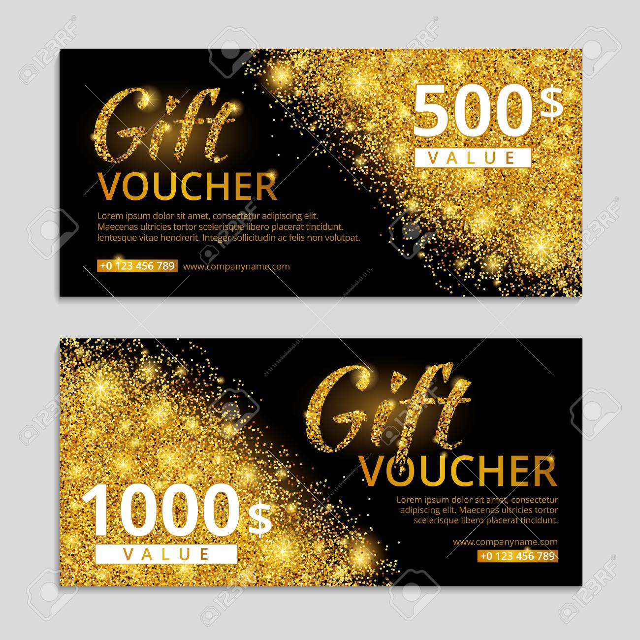 Goldgutschein Glitterhintergrund Glanzender Geschenkgutschein Mit Text Banner Fur Logo Web Exklusive Vip Privilegien Verkauf Laden Geschenk Shopping Goldenes Licht Hell Funkelt Lizenzfrei Nutzbare Vektorgrafiken Clip Arts Illustrationen