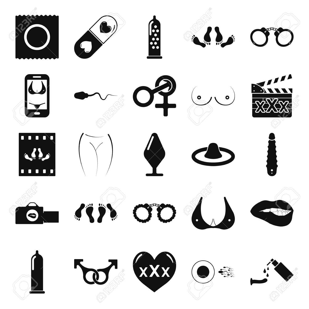 Erotic Movies Sex Icon Set On Background Royalty Free SVG, Cliparts,  Vectors, and Stock Illustration. Image 59253822.