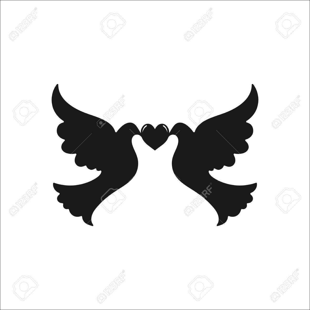 Two Dove Love Heart Symbol Sign Simple Icon On Background Royalty Free SVG,  Cliparts, Vectors, And Stock Illustration. Image 61235764.