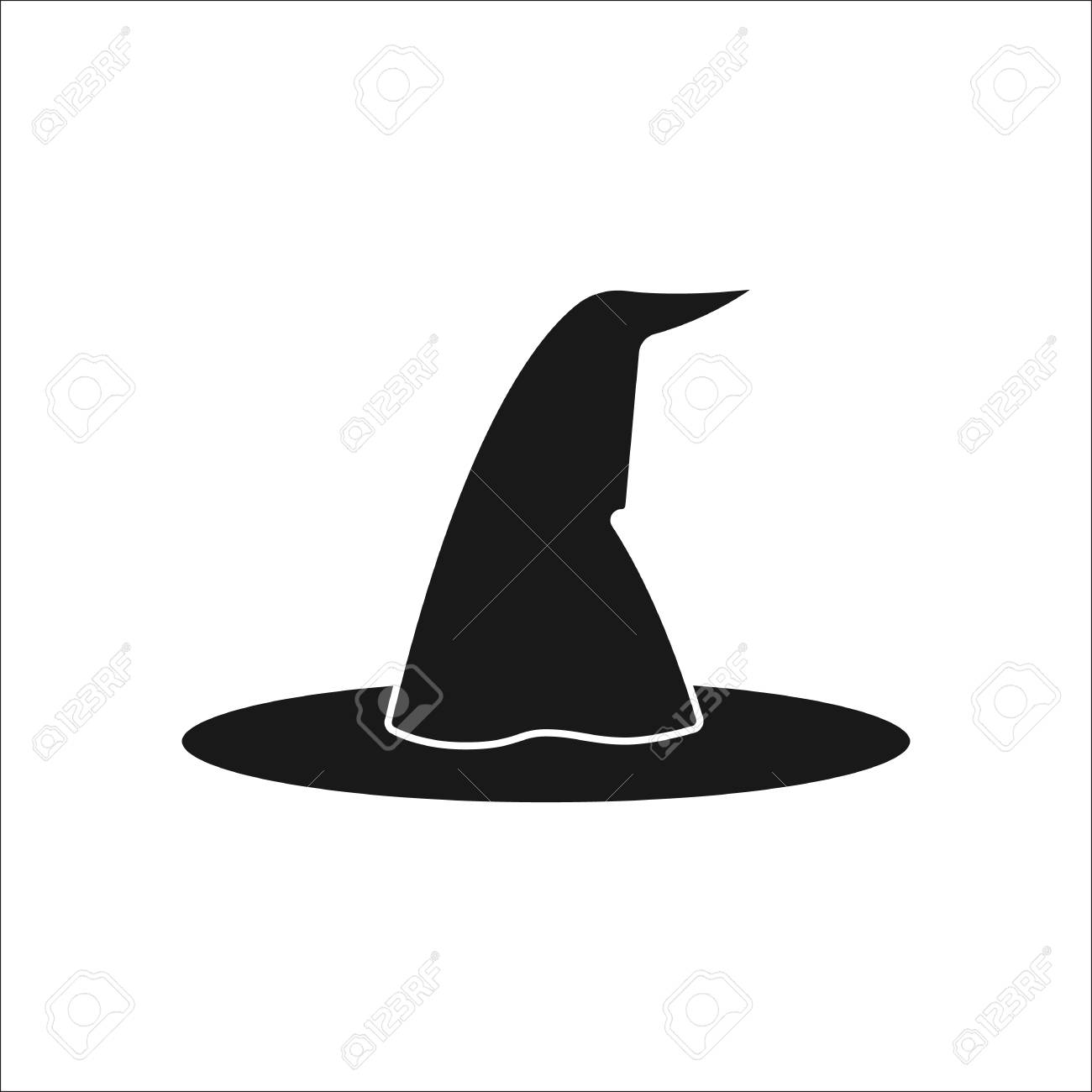 ハロウィーンの魔女の帽子の記号のシルエットの背景にシンボル アイコンのイラスト素材 ベクタ Image