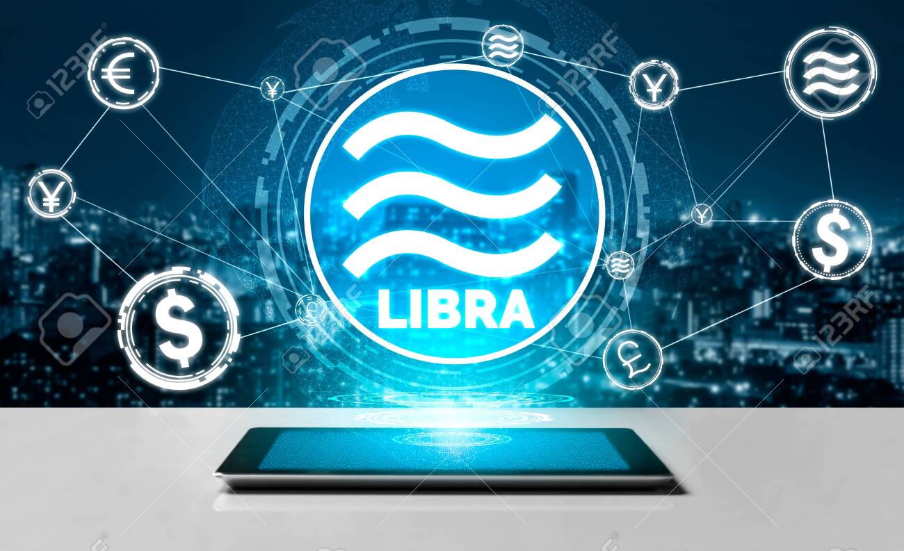 世界のデジタルマネー経済に新たに導入された天秤座暗号通貨コイン。天秤座は、多くのパートナーのインターネットウェブサイト上で電子決済に使用されると報告されました。の写真素材・画像素材  Image 128712618