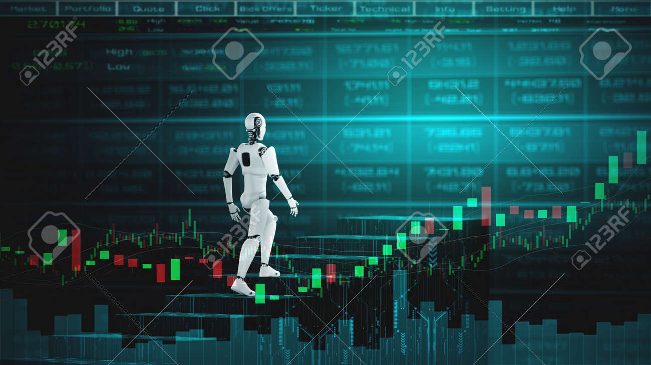 Future Financial Technology Controlled By Ai Robot Using Machine Learning And Artificial Intelligence To Analyze Business Data And Give Advice On Investment And Trading Decision 3d Illustration Stock Photo Picture