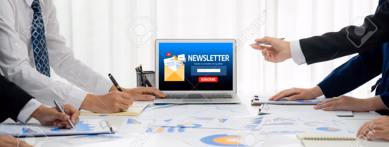 newsletter signup page on computer for customer to subscribe brisk newsletter update information to subscriber - 251603424 newsletter signup page on computer for customer to subscribe brisk newsletter update information to subscriber - 251603424
