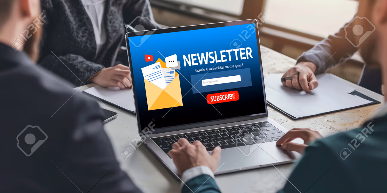 newsletter signup page on computer for customer to subscribe brisk newsletter update information to subscriber - 252233013 newsletter signup page on computer for customer to subscribe brisk newsletter update information to subscriber - 252233013