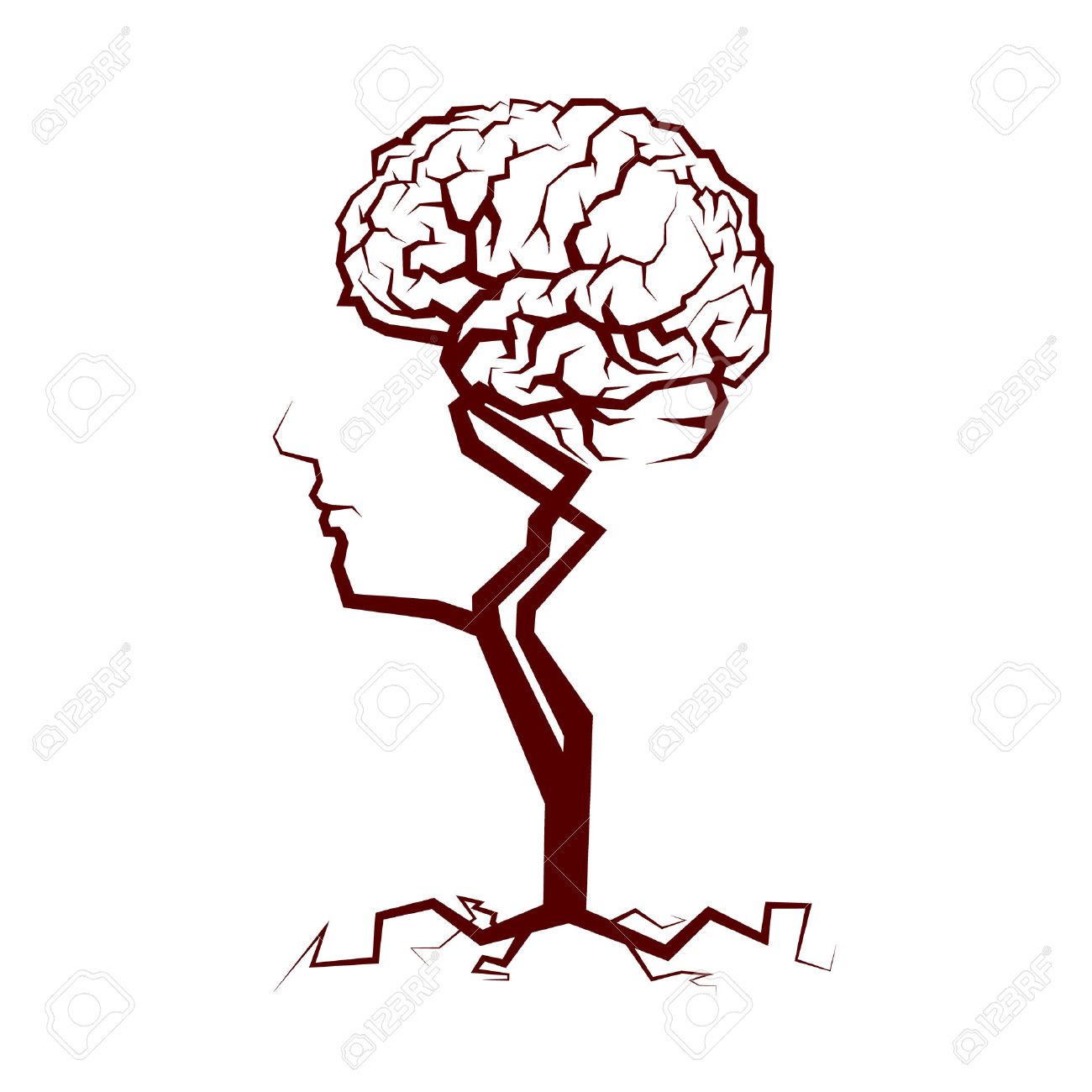 abstract crown of the tree shape of a human head and brain vector brain vector
