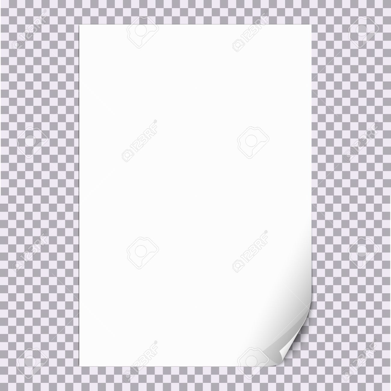 curled paper corner a4 format with transparent background for