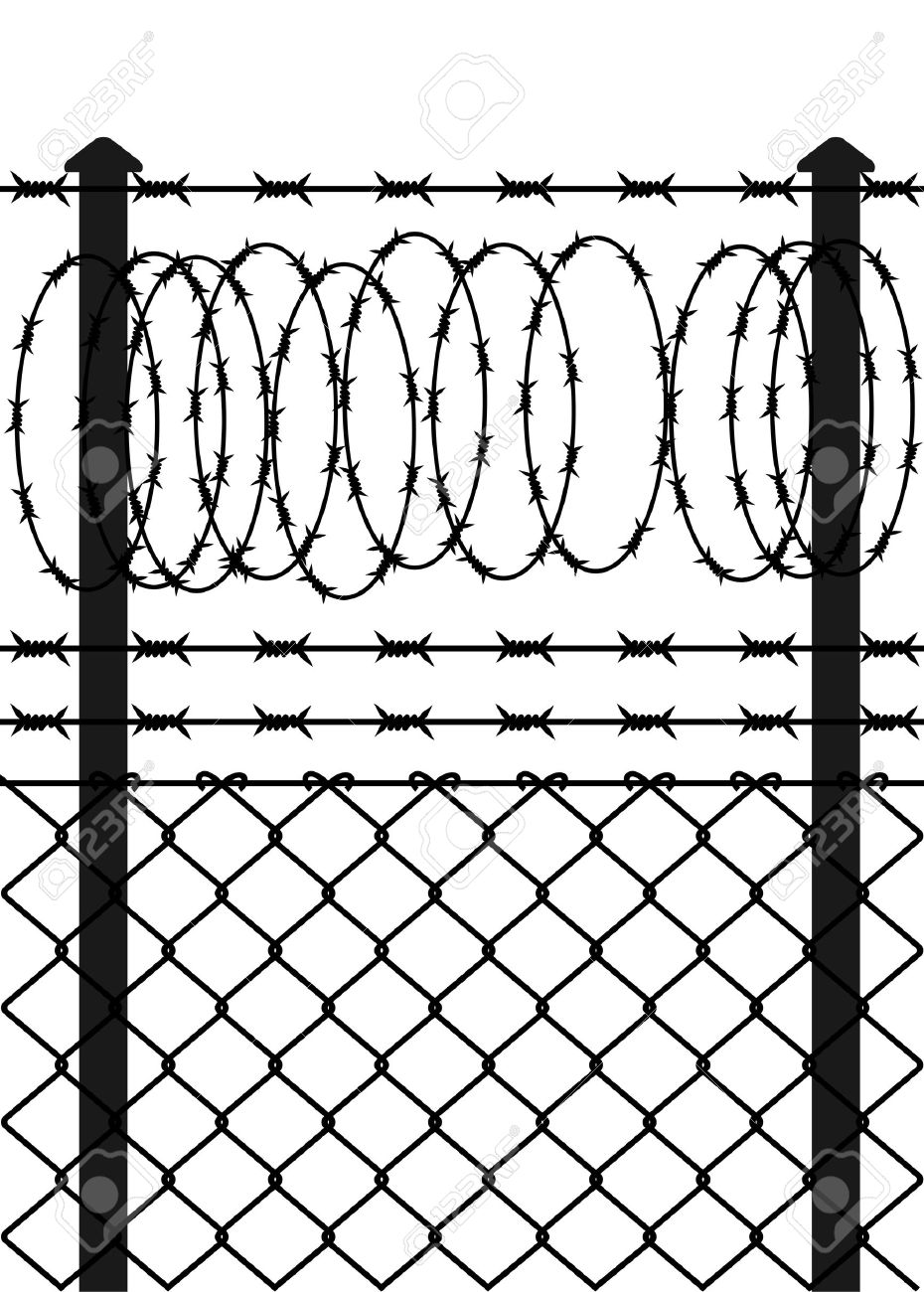 Prison Fence Graphic grillage avec des barbelés. vector illustration clip art libres de Prison Fence Graphic grillage avec des barbelés. vector illustration clip art libres de