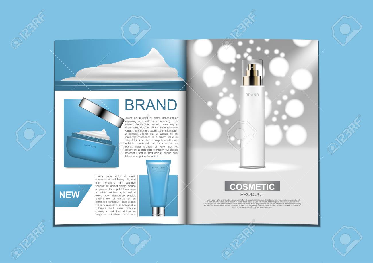 Brochure Of Blue And White Skincare Product With Template For Royalty Free Cliparts Vectors And Stock Illustration Image 97613429