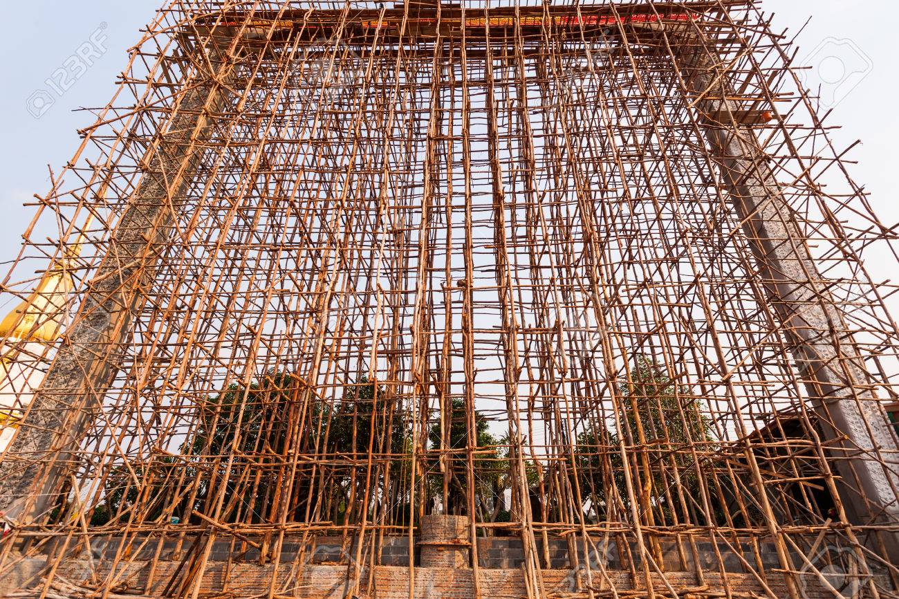 伝統的な竹の多く竹寺の足場 の写真素材 画像素材 Image