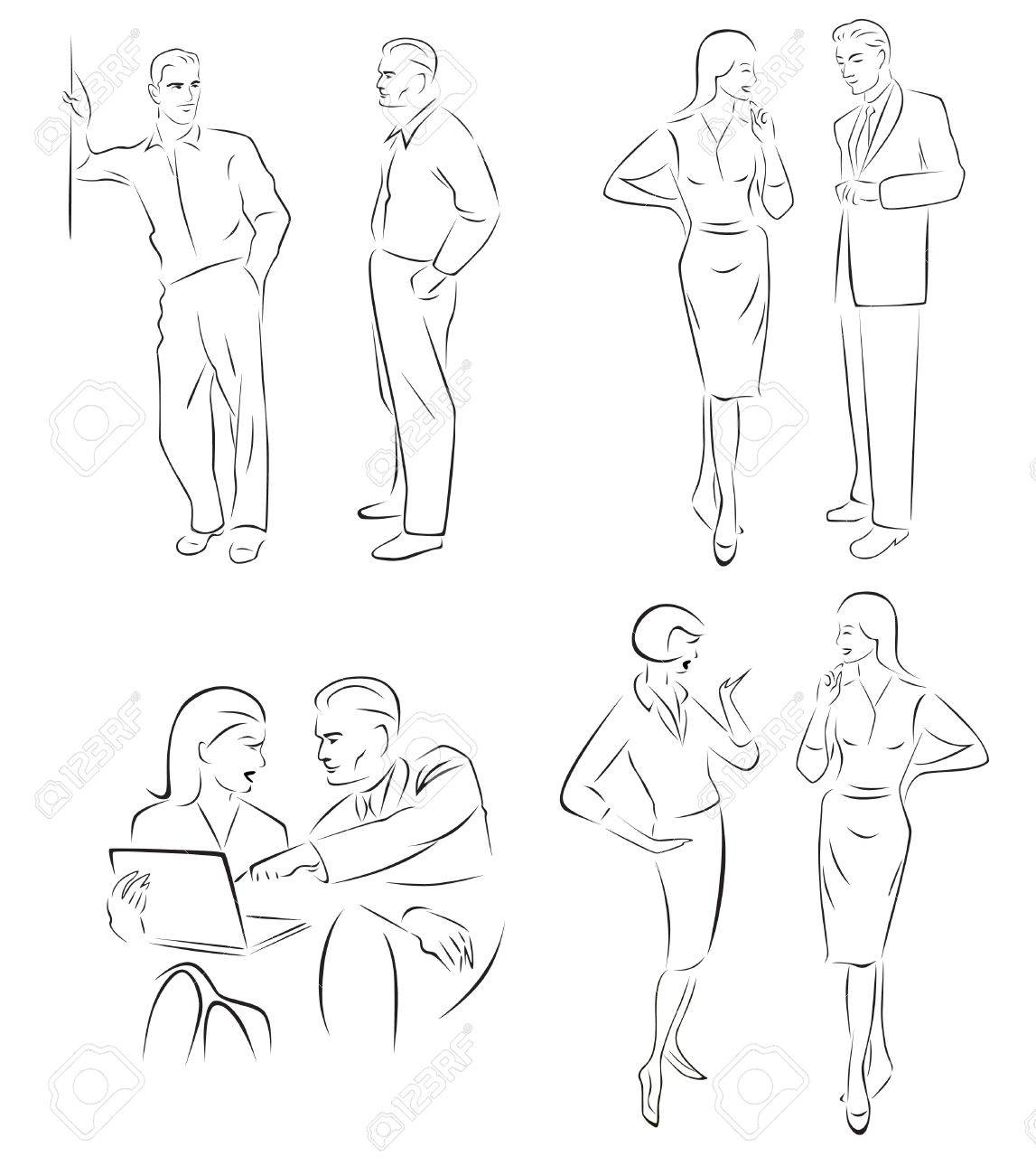 4 つのペアの男性と女性の話をキャラクター イラスト会話 のイラスト素材 ベクタ Image 4 つのペアの男性と女性の話をキャラクター イラスト会話 のイラスト素材 ベクタ Image