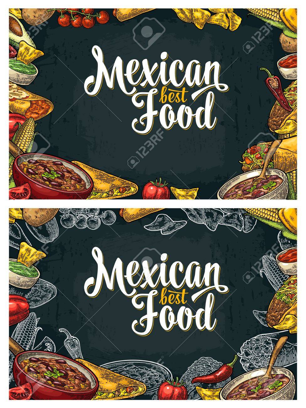 mexican traditional food restaurant menu template with guacamole