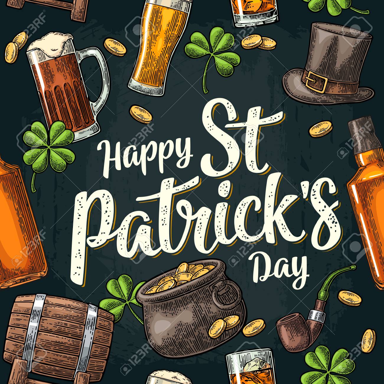 Fondo Del Día De St.patrick Fotografía De Oro Y Cerveza Fondo Del Día De St.patrick Fotografía De Oro Y Cerveza
