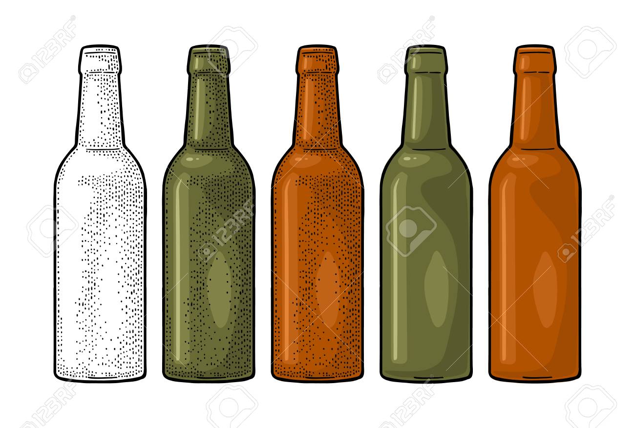 Download Open Beer Bottles With Green Yellow And Brown Glass Vintage Royalty Free Cliparts Vectors And Stock Illustration Image 111803938 PSD Mockup Templates