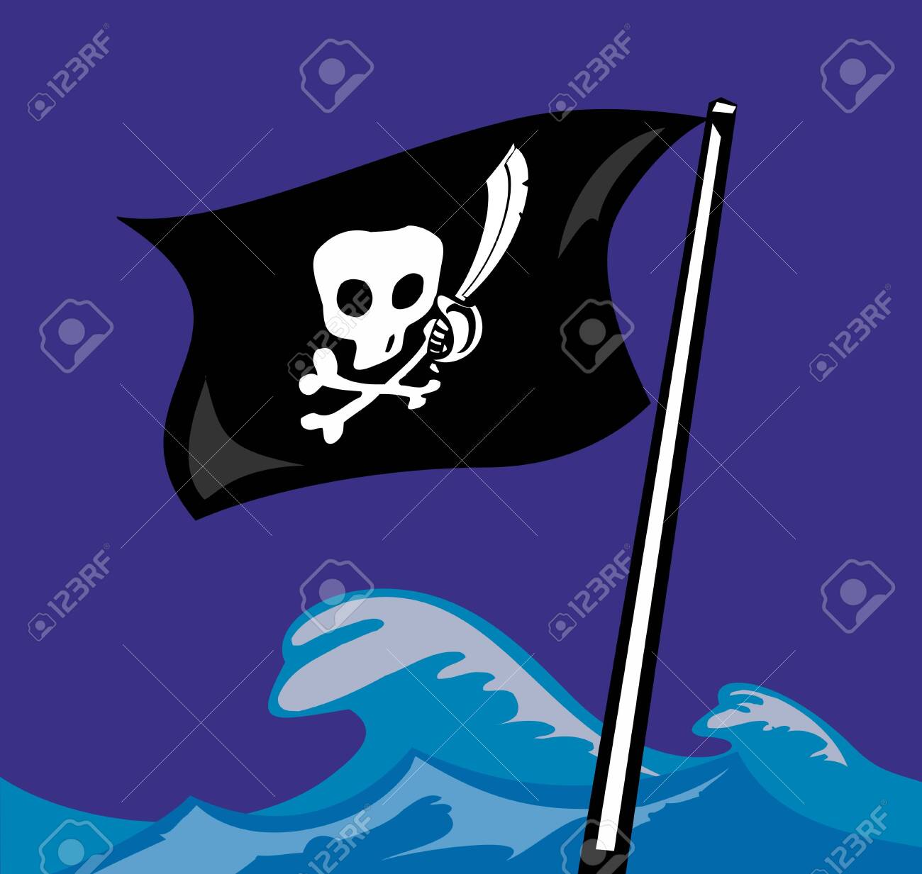 Pirate Flag Jolly Roger Vector Flat Illustration Royalty Free