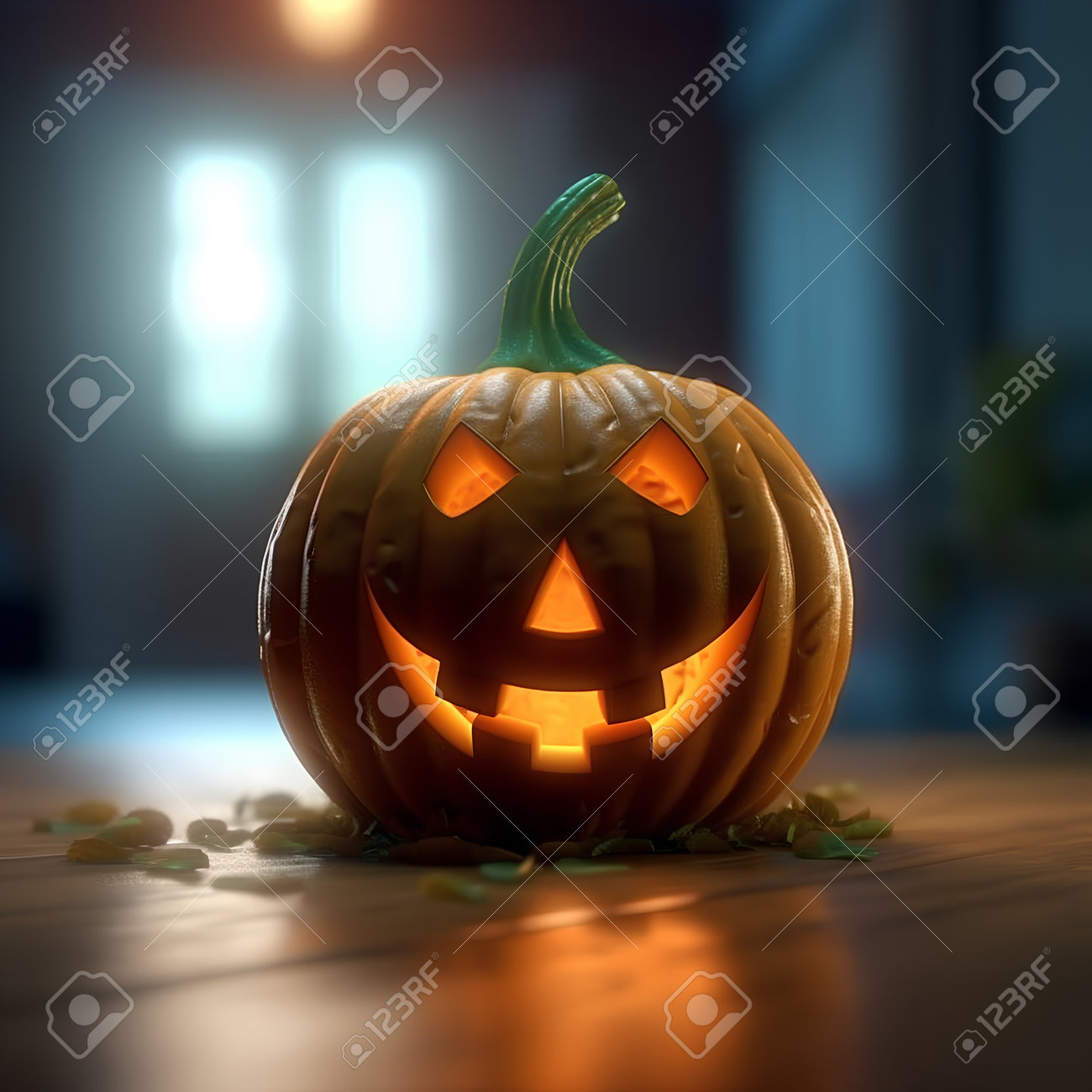 Abóbora De Halloween Com Cara Assustadora 3d Render Imagem