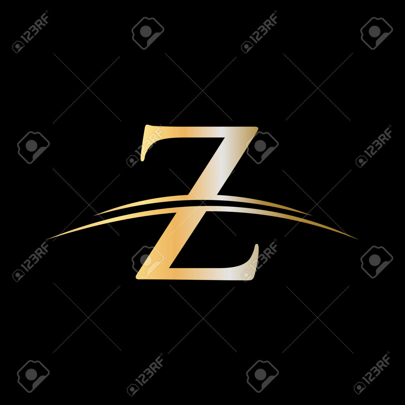 Initial Letter Z Logotype Company Name Colored Gold Swoosh Design ...