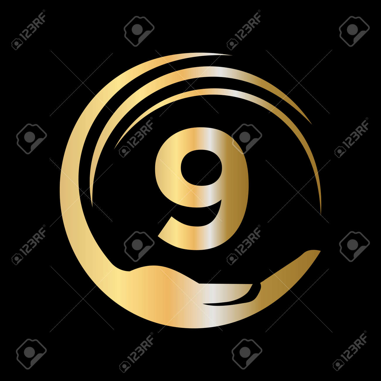 Hand Care Logo Template On Letter 9. Initial Unity Charity Foundation Sign.  Unity Team Work Logo Design With 9 Letter Template Royalty Free SVG,  Cliparts, Vectors, and Stock Illustration. Image 183851088., image size:1300x1300