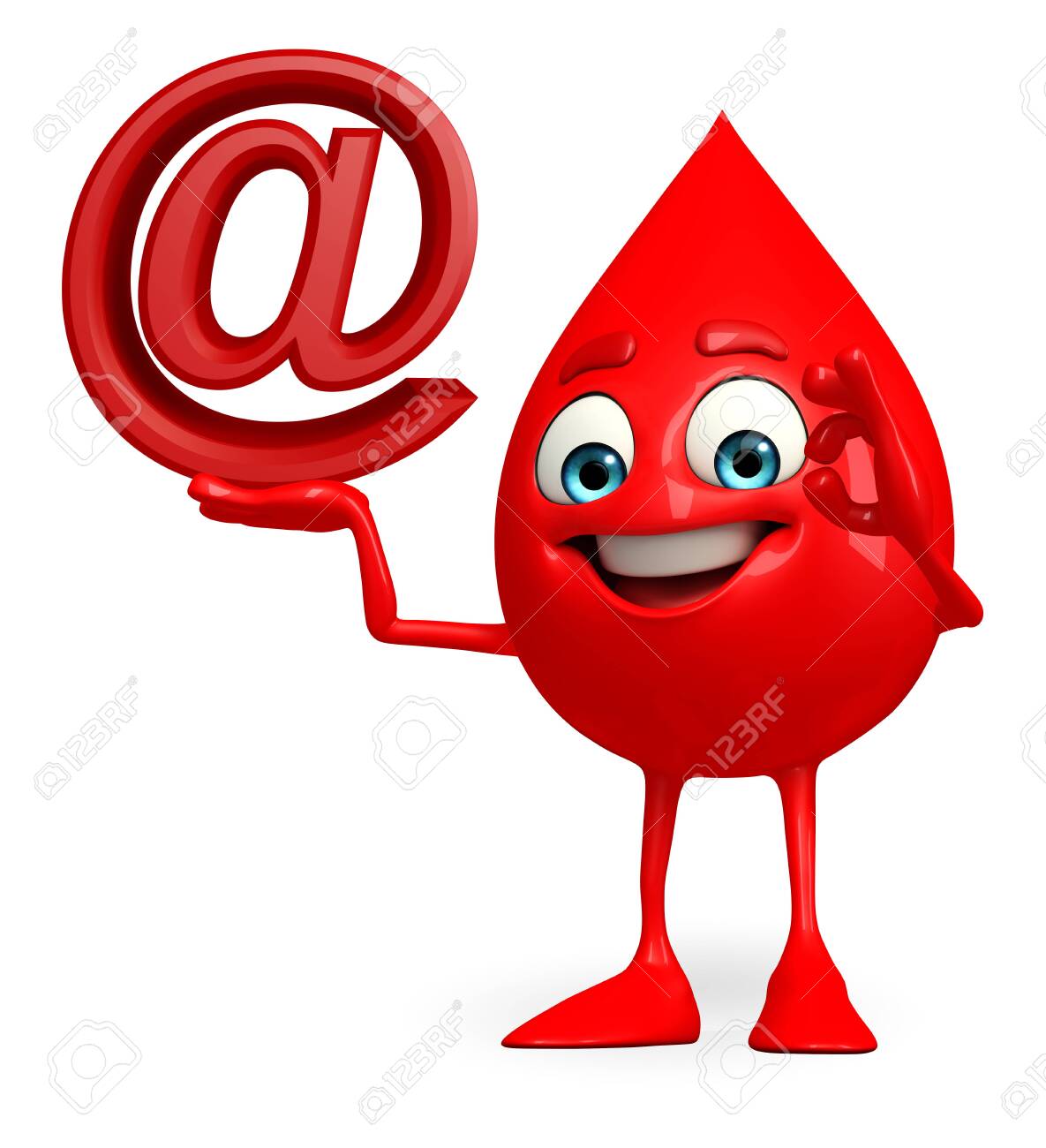 漫画キャラクターの血ドロップ率アットマーク の写真素材 画像素材 Image