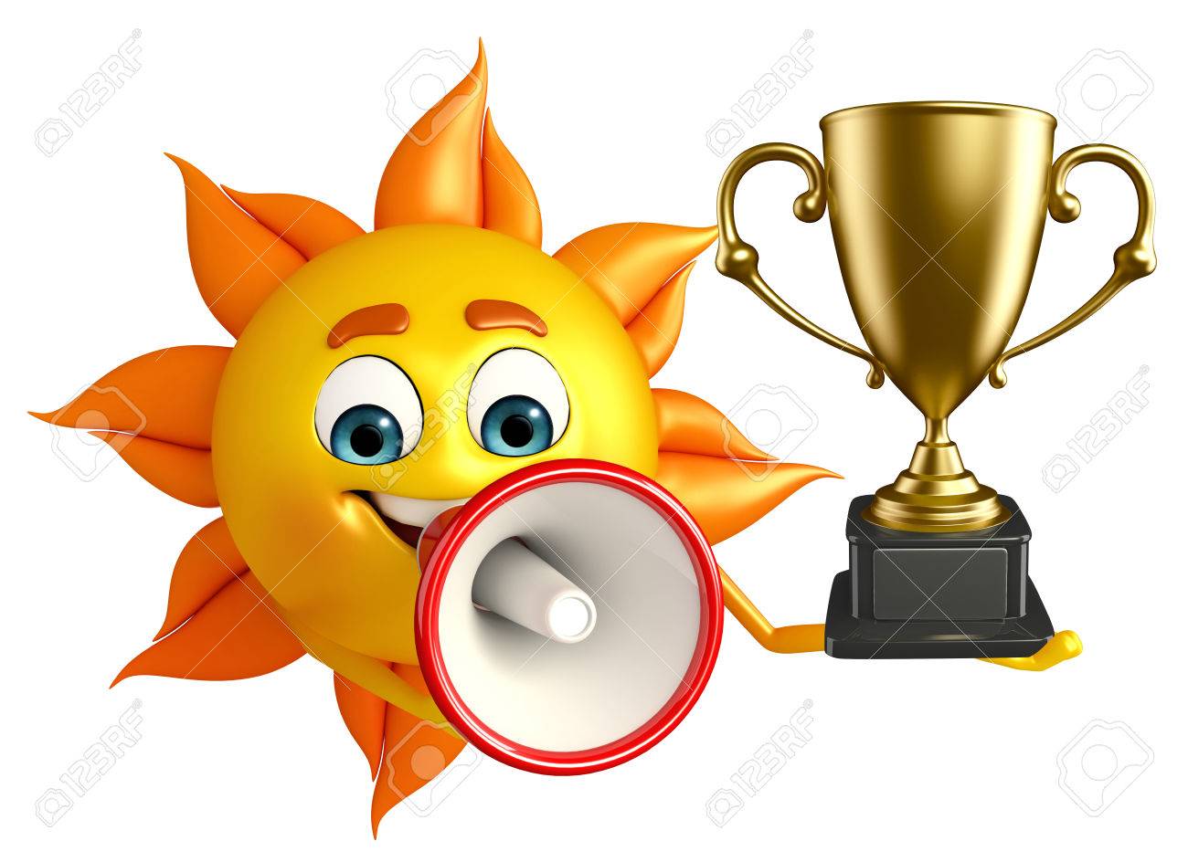 Cartoon Charakter Der Sonne Mit Trophae Lizenzfreie Fotos Bilder Und Stock Fotografie Image 31140271