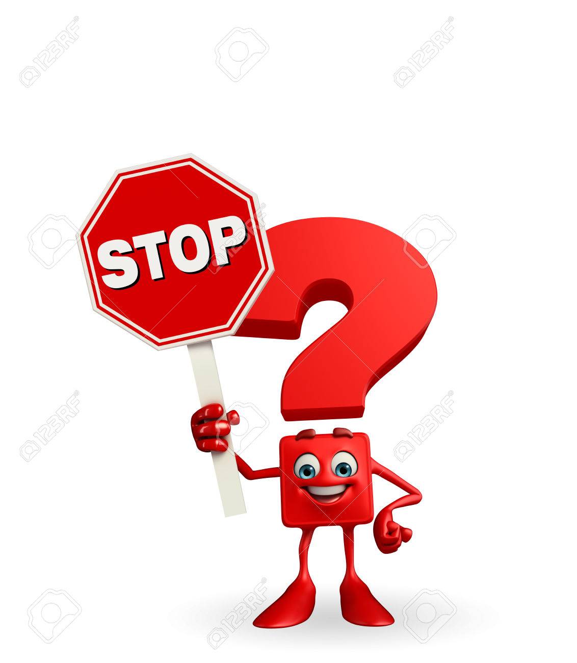 Personaje De Dibujos Animados De Signo De Interrogación Con Señal ...