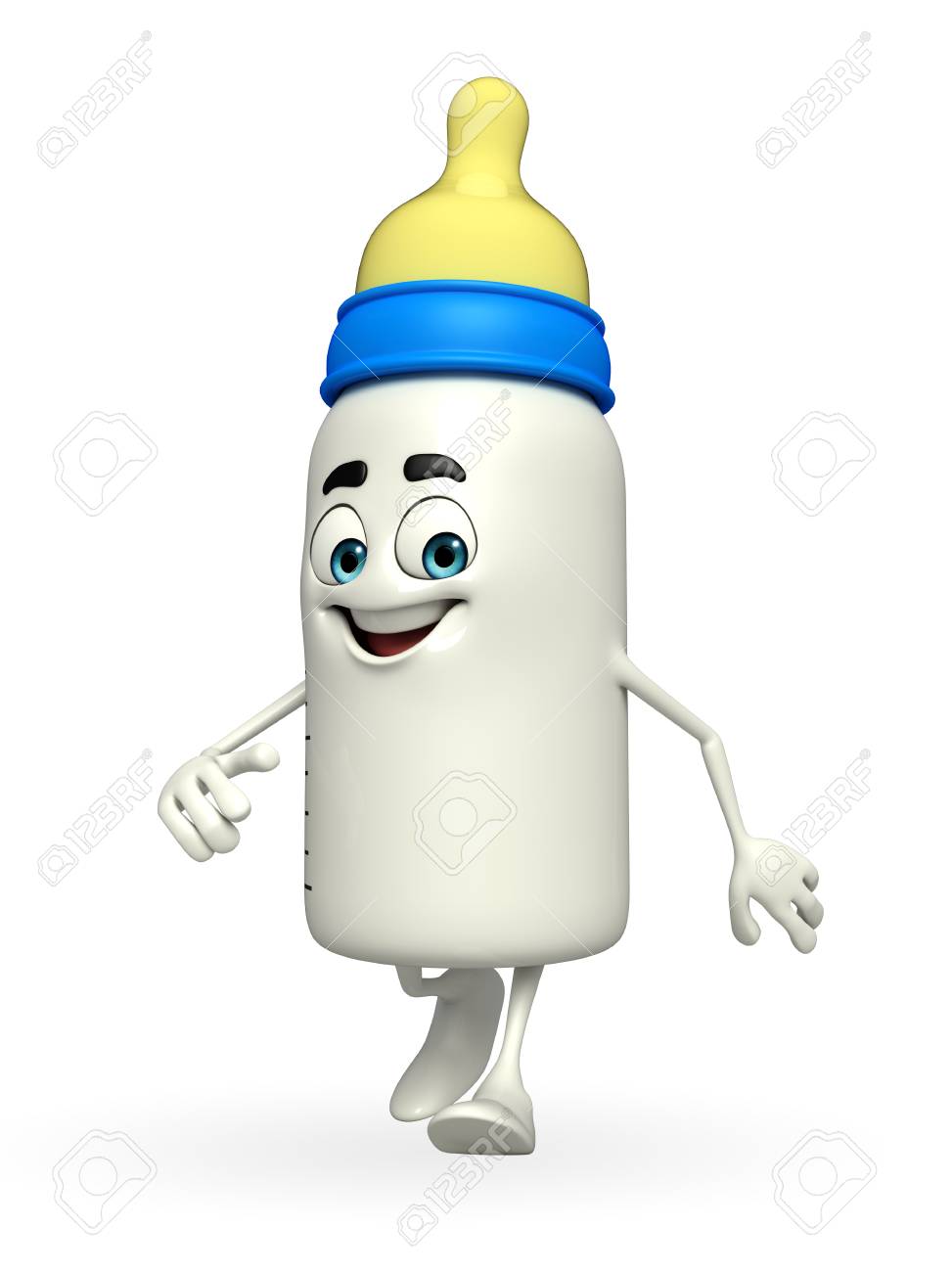 Personnage De Dessin Anime De Biberon Est En Marche Banque D Images Et Photos Libres De Droits Image