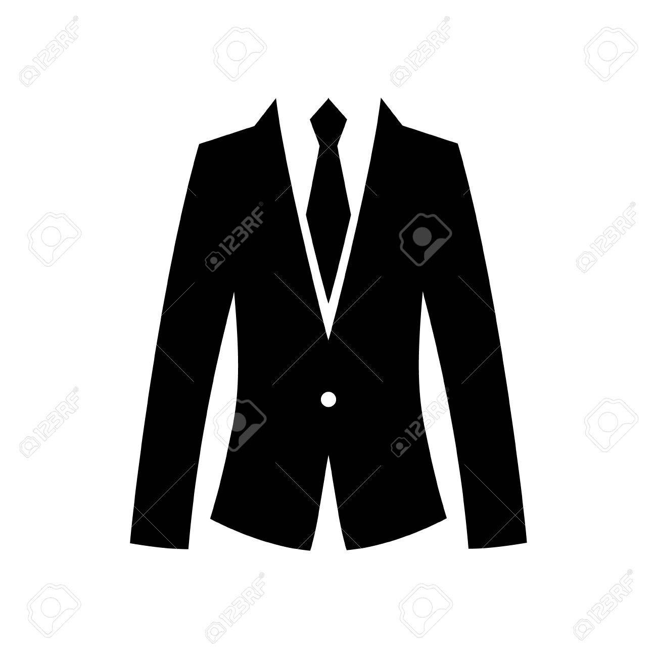 Flat suit and tie icon for web. Simple gentlemen silhouette isolated..