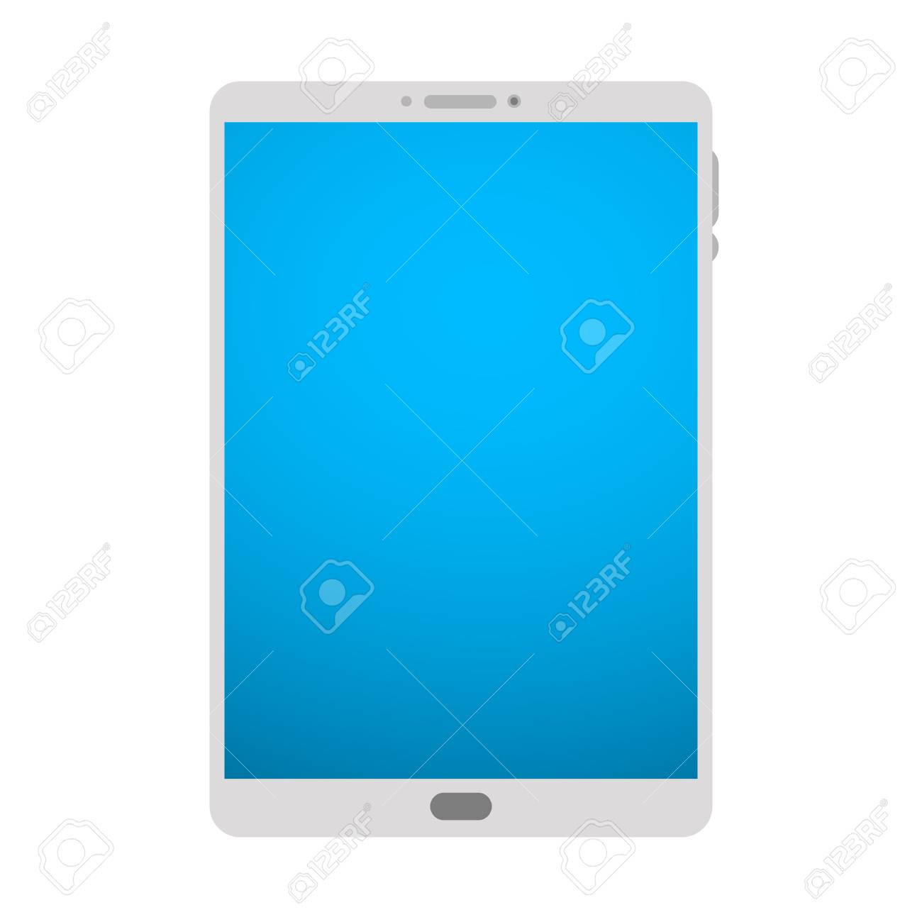 タブレット コンピュータ ホワイトフレームベクタータブレット Pcを白で隔離 灰色のスマートpcテーブルは 青いグラデーション画面で白い背景に分離されています のイラスト素材 ベクタ Image