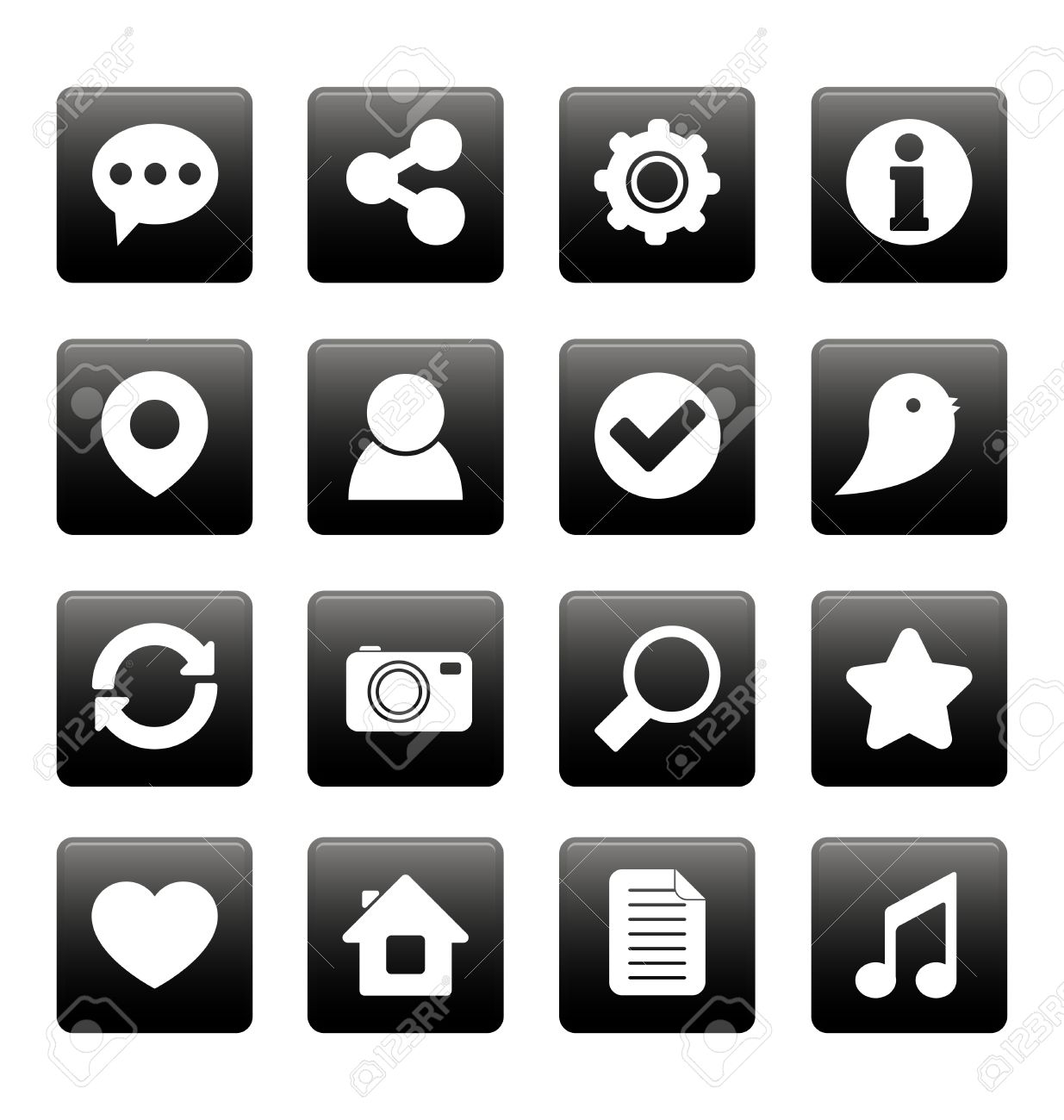 social media icons vector black and white