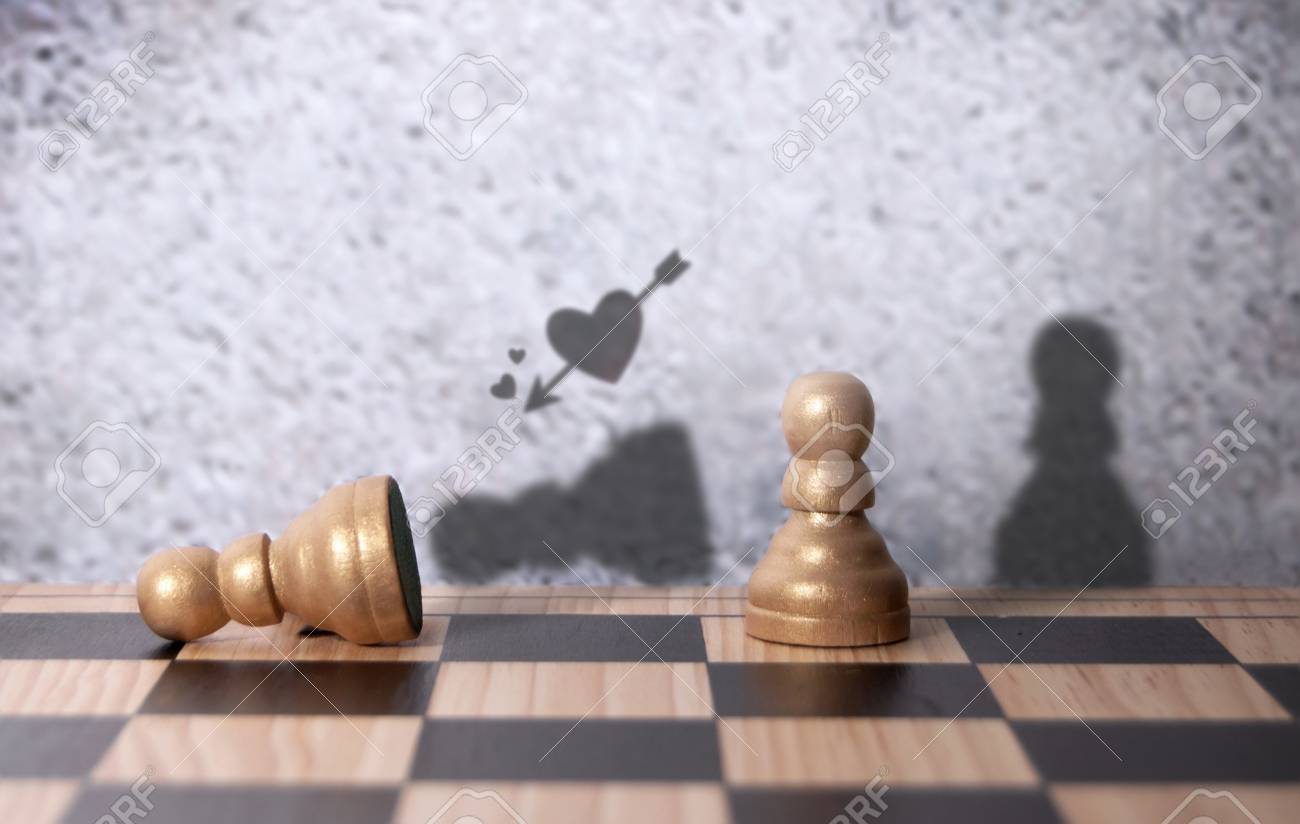 Love Heart Cupid Arrow Shadow Aiming At Fallen Chess Pawn Stock Photo,  Picture and Royalty Free Image. Image 89713918., image size:1300x824