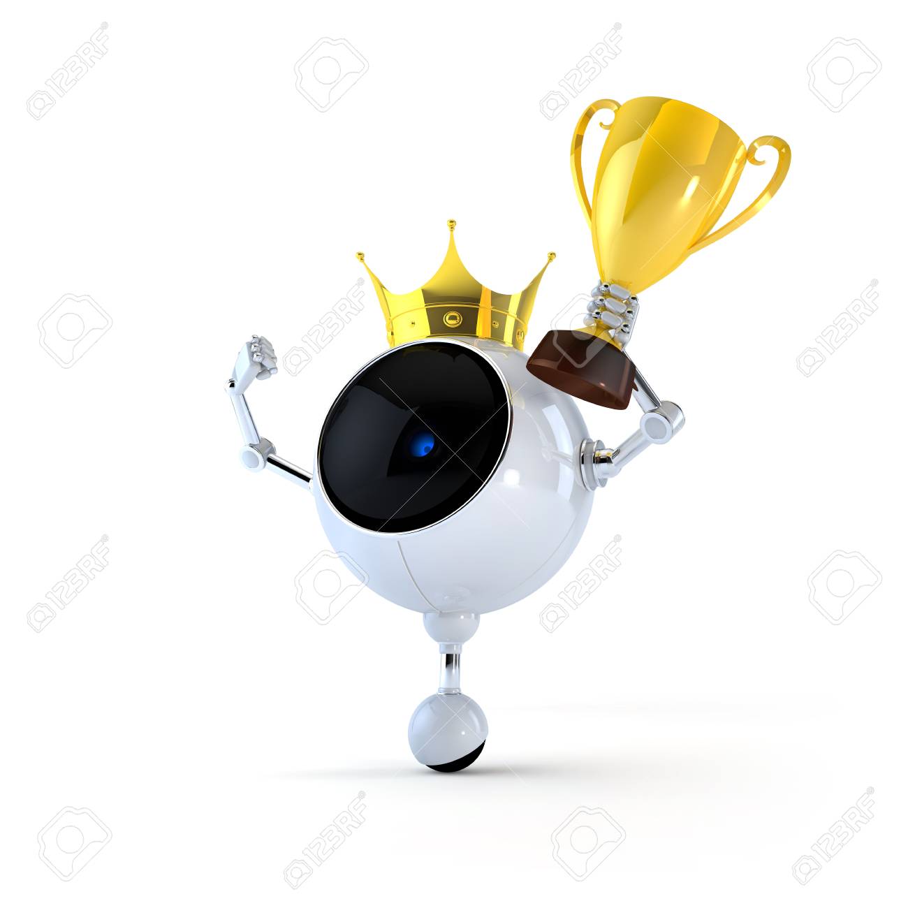 champion robot with cup