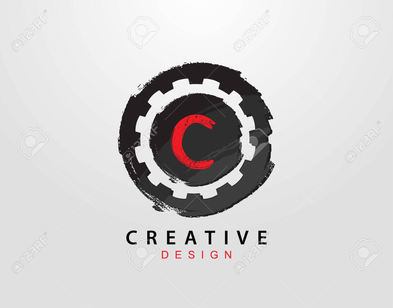 C Letter Logo With Gear And Circle Grunge Element Retro Gear Royalty Free Cliparts Vectors And Stock Illustration Image