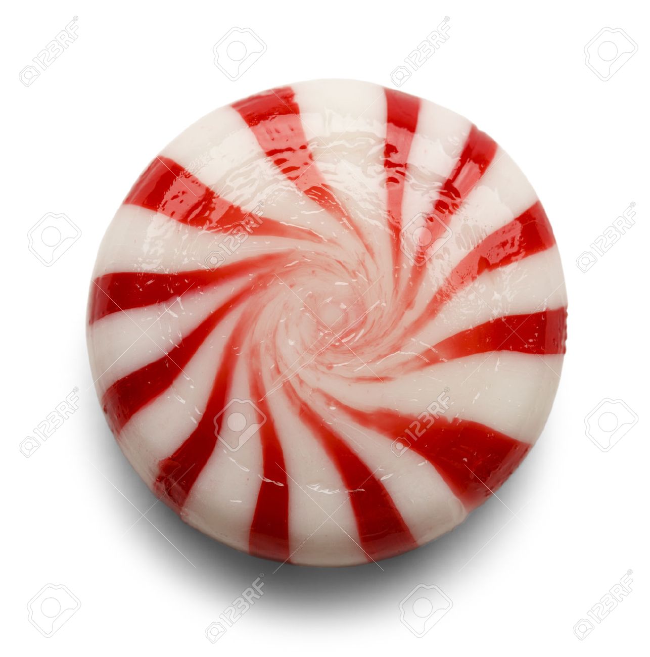 One Piece Of Peppermint Candy Isolated On White Background. Stock ...