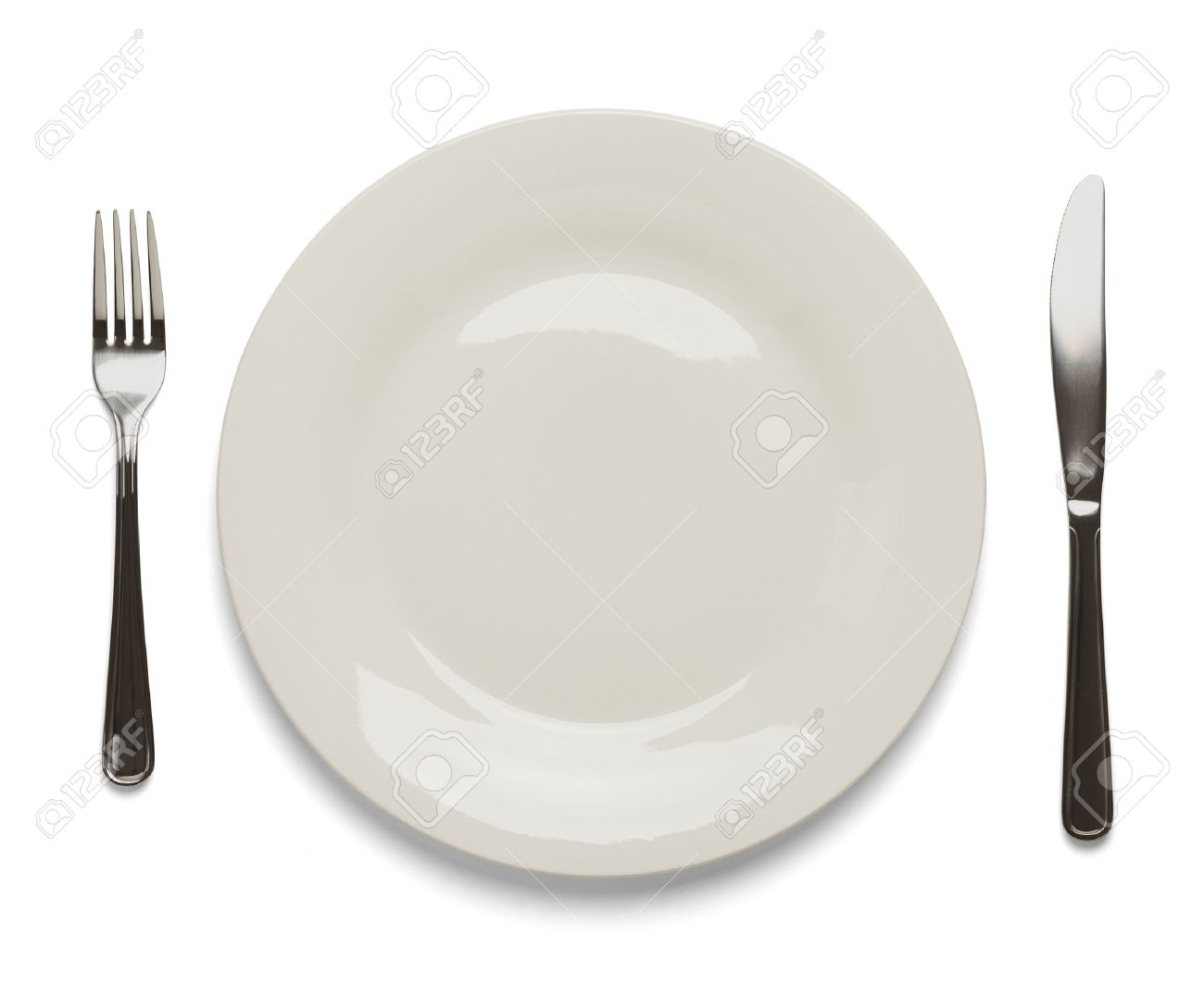 Dinner Plate With Silverware Isolated On White Background Stock Photo Picture And Royalty Free Image Image 38248625