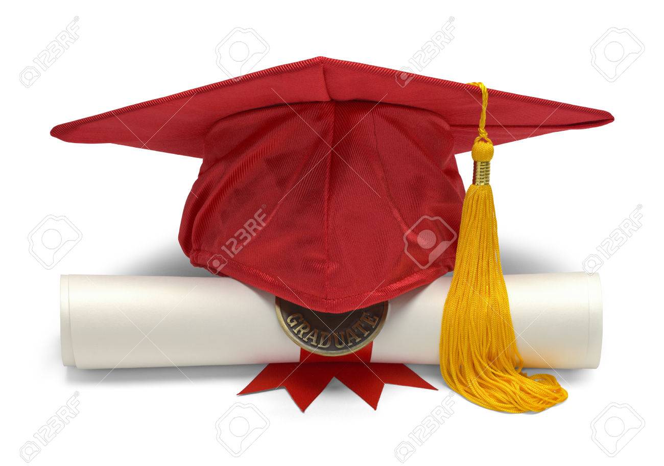 Graduation Hat and Diploma Front View Isolated on White Background. - 38384361 Graduation Hat and Diploma Front View Isolated on White Background. - 38384361