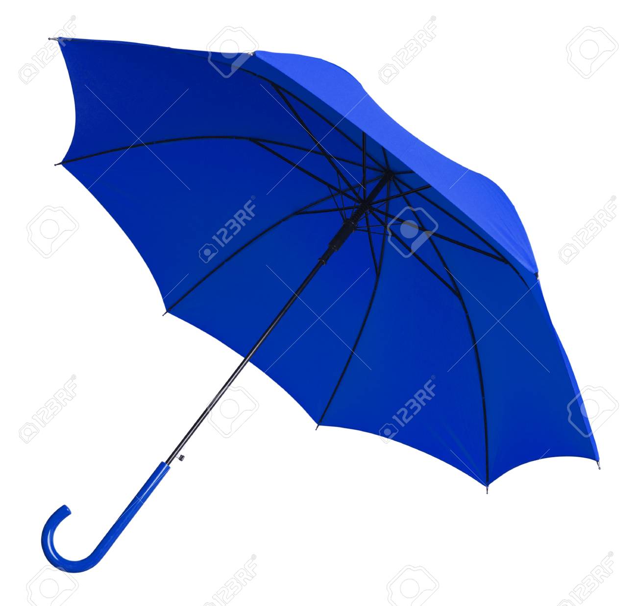 Bright Blue Umbrella Tilted Isolated on White Background. - 38386488 Bright Blue Umbrella Tilted Isolated on White Background. - 38386488