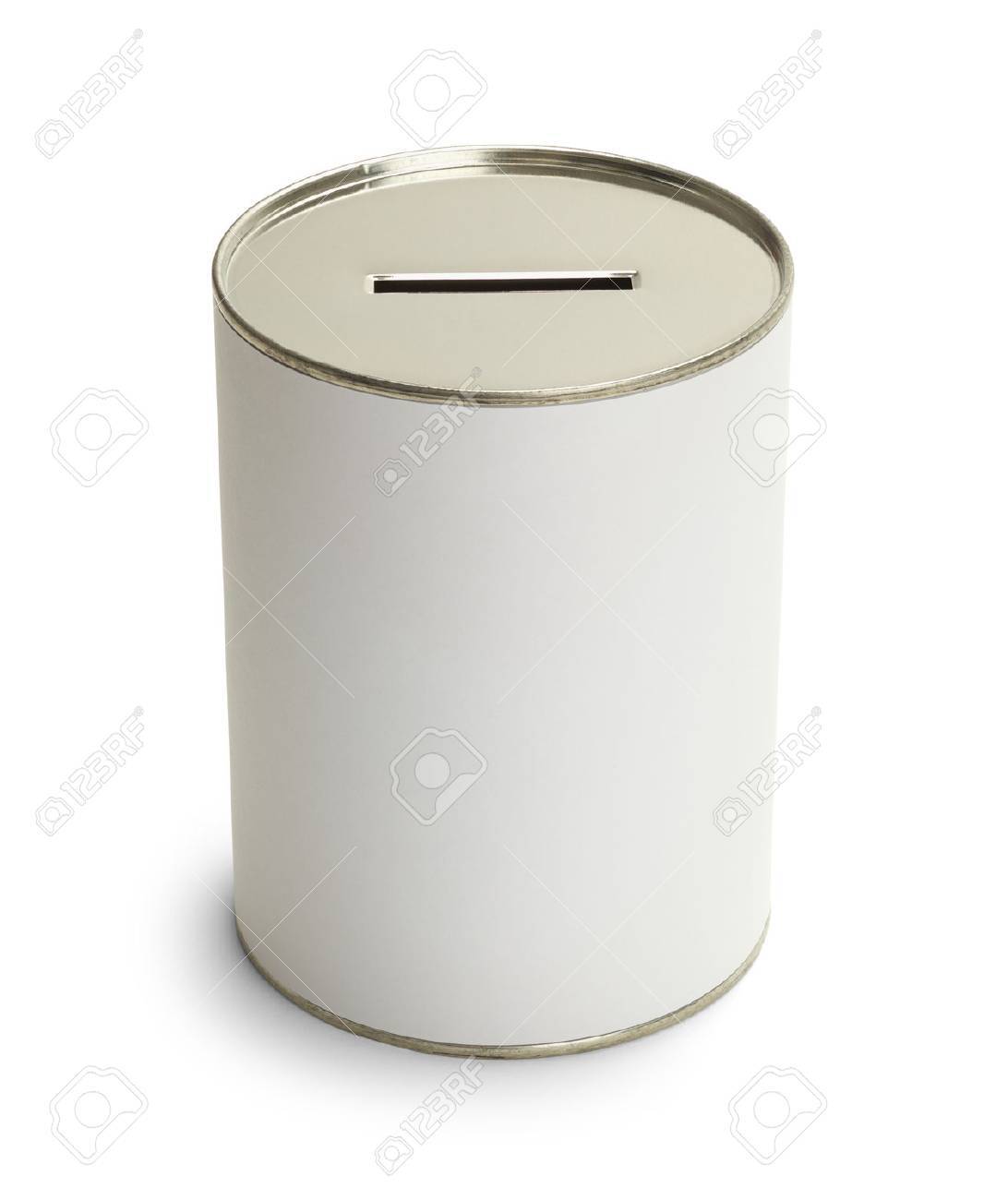 White Donation Can With Copyspace Isolate on White Background. - 38386587 White Donation Can With Copyspace Isolate on White Background. - 38386587