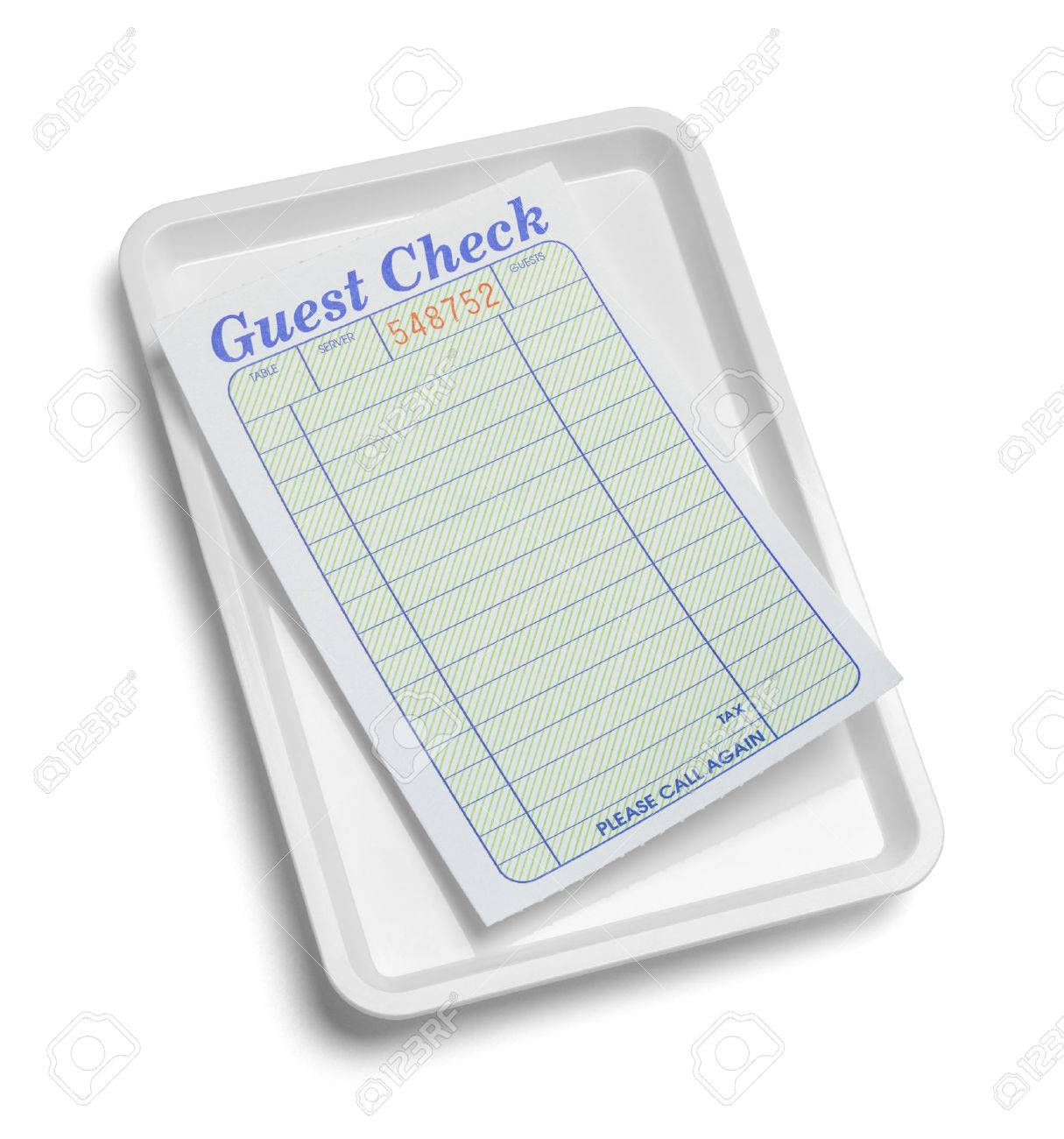 bandeja de recibo con la verificación en blanco de visitantes