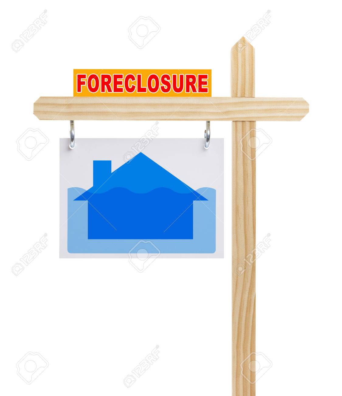 Immobilien Verfallserklarung Zeichen Mit Haus Unter Wasser